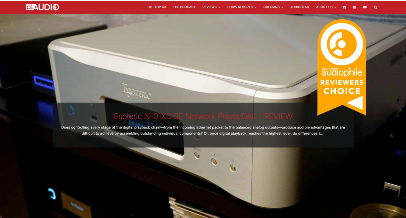 北米Part-Time AudiophileにてN-01XD SEが「Reviewer's Choice」を獲得